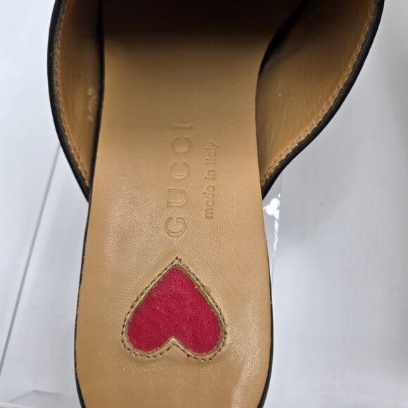 Gucci Princetown Mules Horsebit Bee Embroidered Slip-On Leather Black Women's 35 - Picture 5 of 10